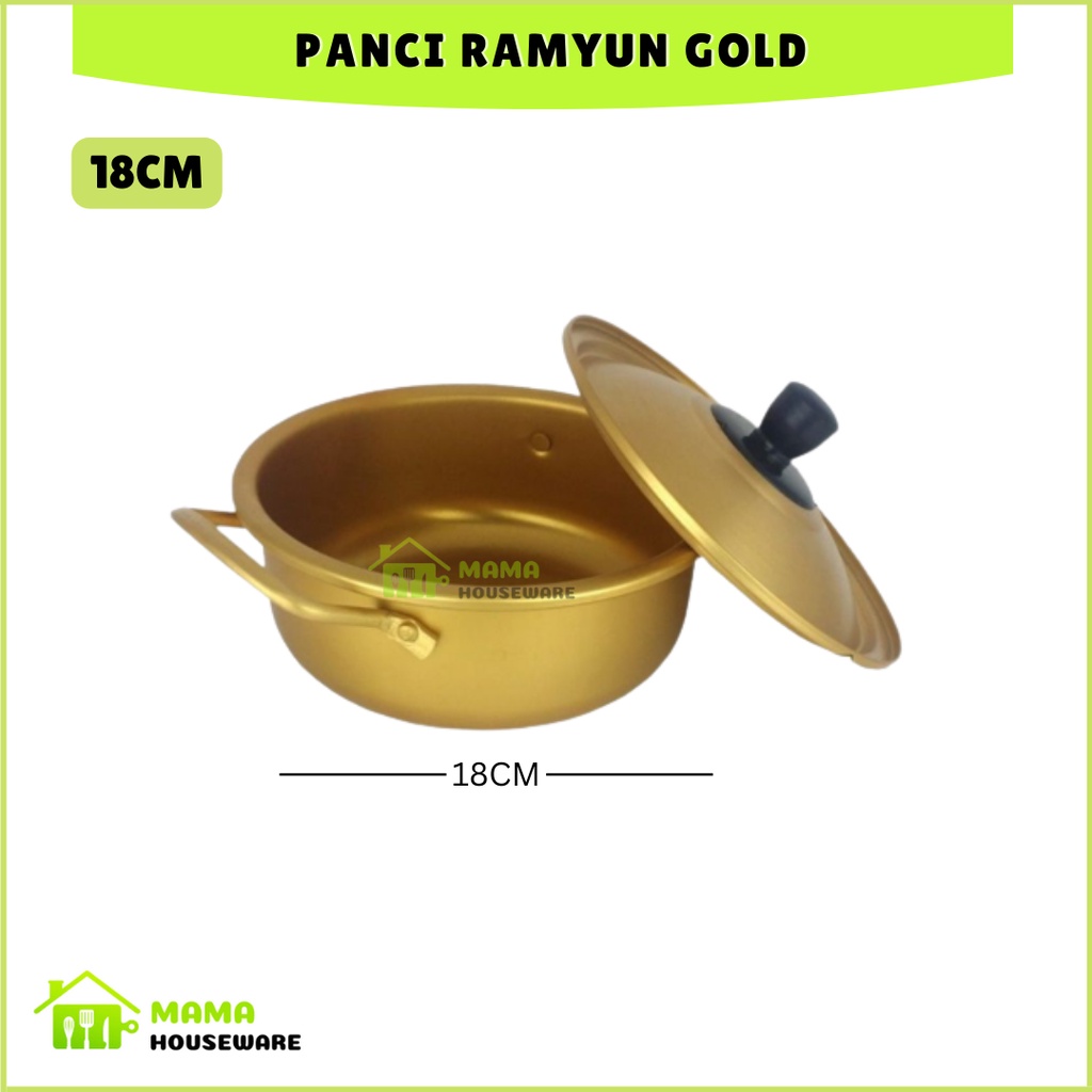 Panci Ramyun Gold Ukuran 16 & 18 Cm / Panci Pot Ramen / Alat Masak Dapur / Panci Masak Dapur Serbagu