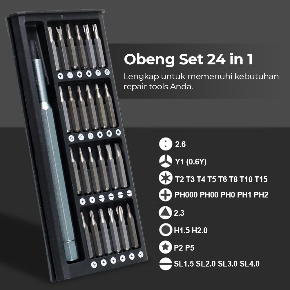Set Obeng Magnet 24 in 1 - Obeng Set Magnetic Bits 24 in 1