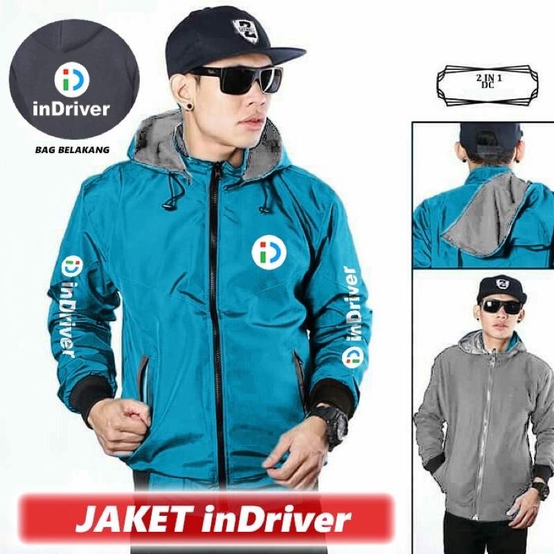 JAKET INDRIVER / HOODIE PARASUT BOLAK BALIK DRIVER INDRIVER TERBARU JAKET CUSTOM SABLON