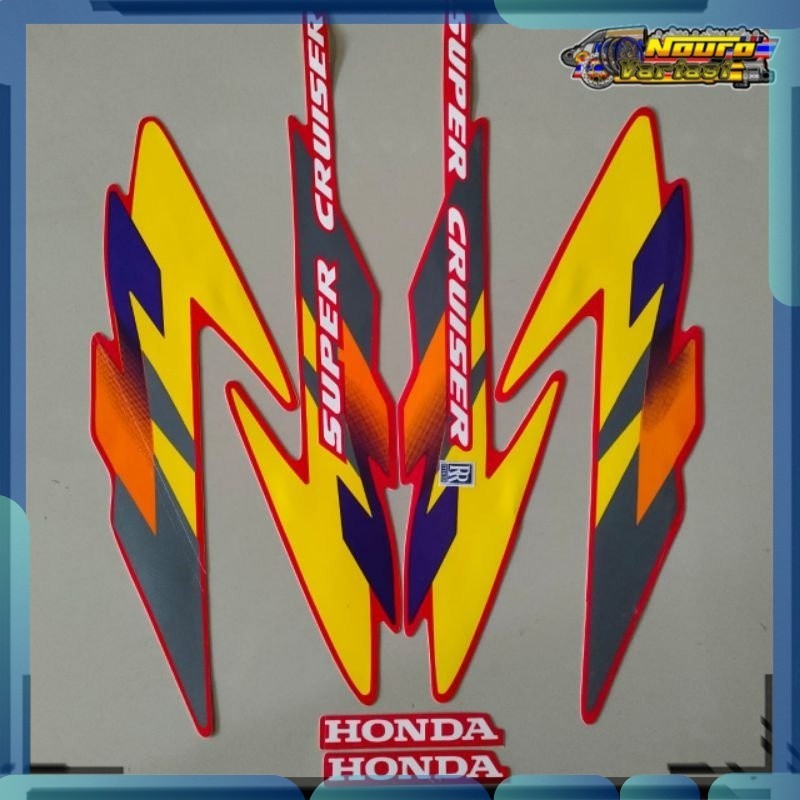 Stiker striping honda tiger 1997 merah stiker motor  standar bagus