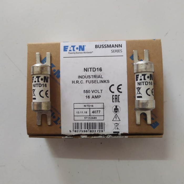 GW99 Fuse NIT-D 16A 550V 80KA BS88 Eaton Bussmann