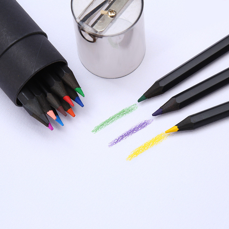 

12 Color Pencil Crayon Oily Colored Pencil with Pencil Sharpener Mini Fine Art Drawing Sketch Pencils for Child Stationery