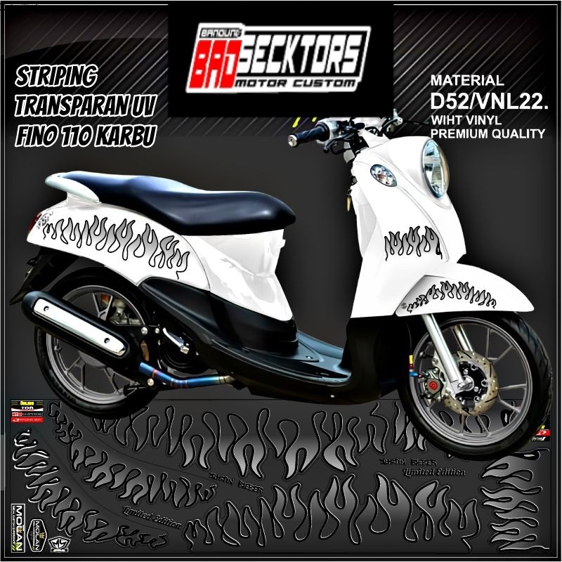 Decal Sticker Striping Variasi Transparan Uv Fino Karbu Api Fino Karbu Justin Bieber Yamaha Fino 115