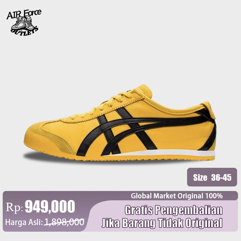 Sepatu Sneakers Asǐcs Onitsuka Tiger Sepatu Pantofel untuk hitam kekuningan 100% original BNIB Globa