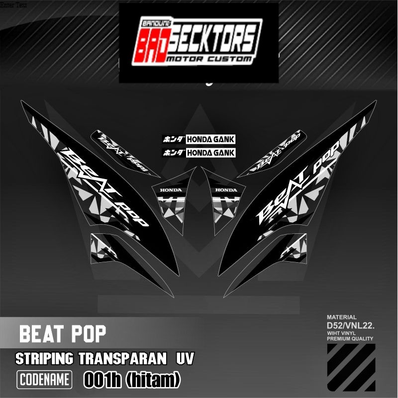Decal Sticker Striping Variasi Transparan Uv Beat Pop Malaysia Honda Beat Pop 110 Esp Cbs Iss Beat P