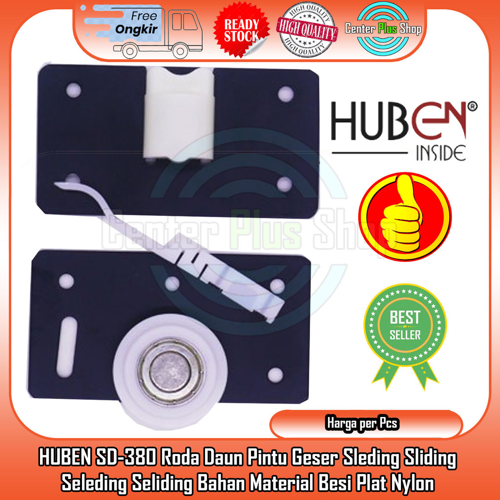 HUBEN SD 380 Bahan Material Besi Plat Satu Roda Pintu Geser Bawah  Pengaman Atas Stopper Daun Lemari