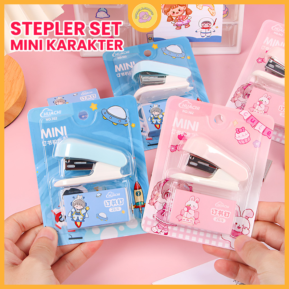 

MS Stapler Set Mini Lucu Karakter Staples Mini Portable + Isi