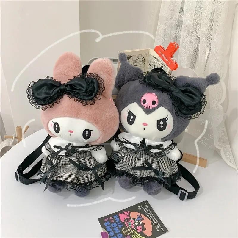 Sanrio Kuromi Melody Plush Doll Backpack New Cute Skirt Kuromi Doll Bag Cartoon Cartoon Soft Bag Lar