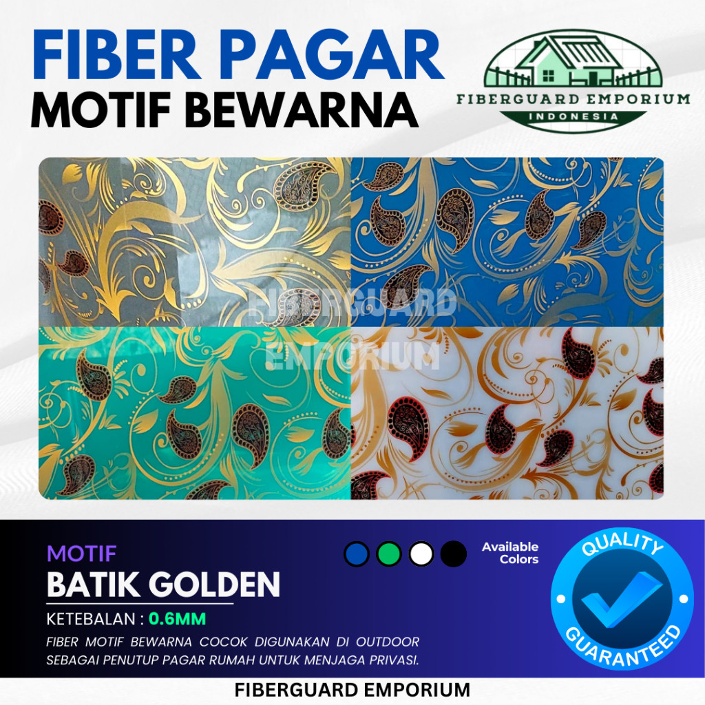 Fiber Penutup Pagar Rumah Motif BATIK GOLDEN High Quality
