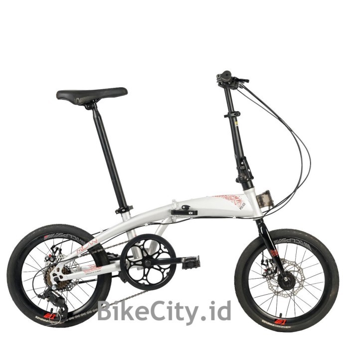 Sepeda Lipat ELEMENT POLICE MILAN 16 INCH 8 SPEED NEW - Silver Red