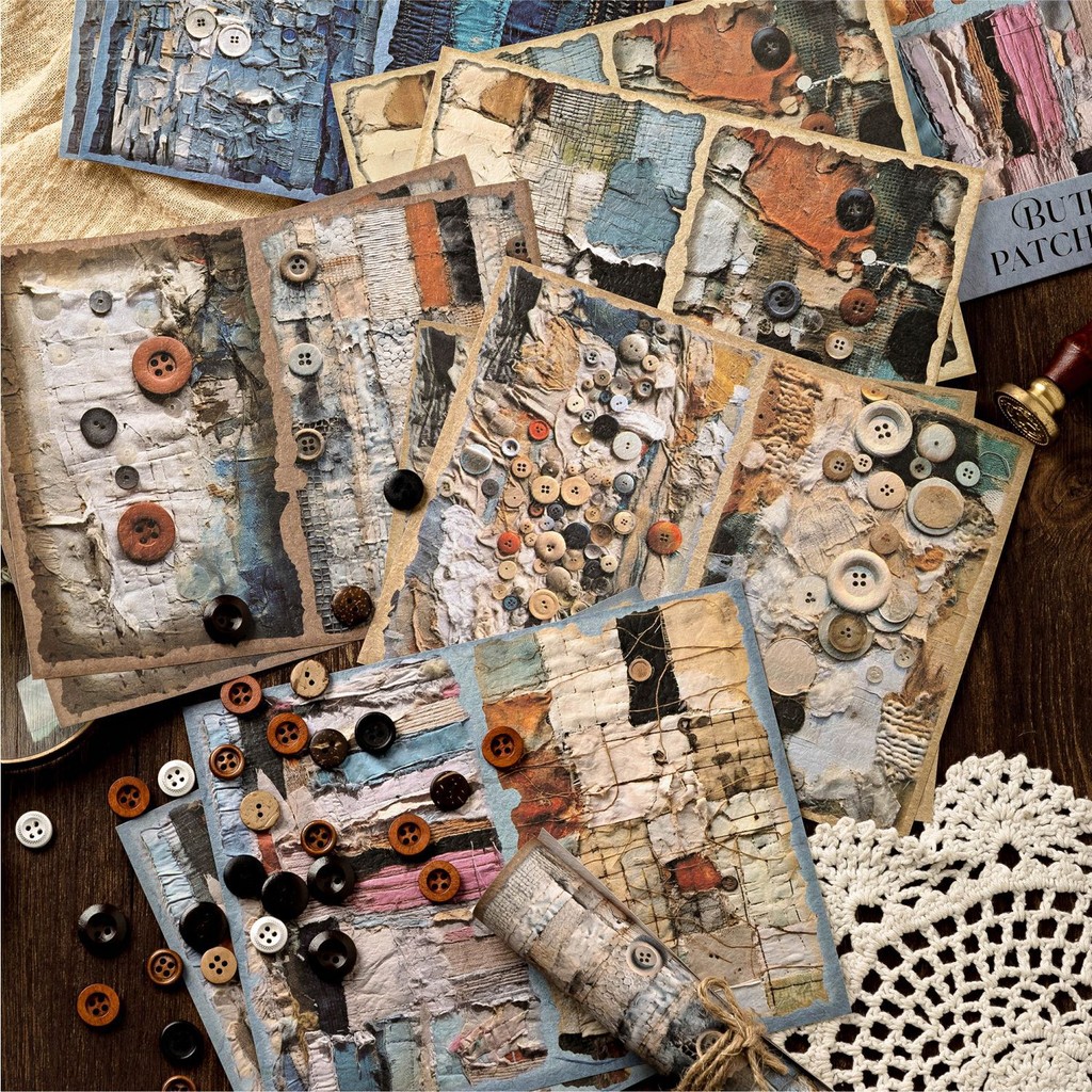 

Mr. Paper 7 Styles, 10pcs/style, Retro Piece Splicing Style, Removable Material Paper, Handmade Base Paper