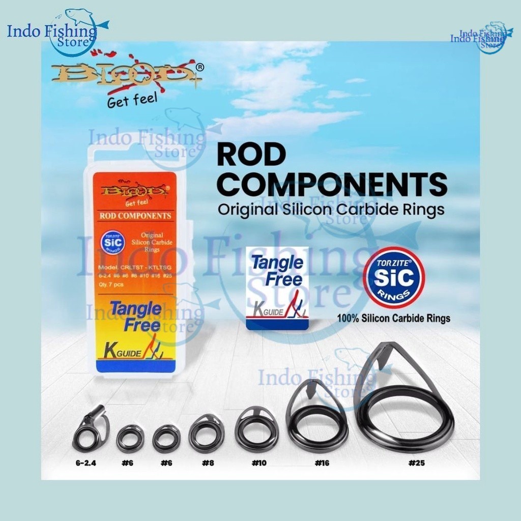 Indofishingstore CINCIN SET JORAN UL 7 Pcs K-Guide SIC untuk Custom Joran Ultralight