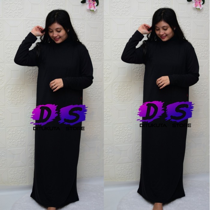 Trend Muslim~ Manset Gamis Kaos Gamis Dalaman Baju - Hitam
