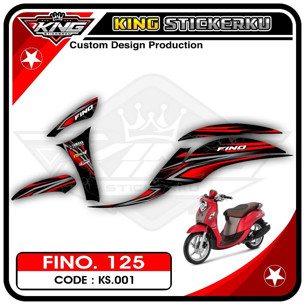 Stiker Fino 125 / Grande - Sticker Striping Aksesoris Motor Fino 125 Desain Racing. KS.01