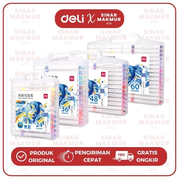 

Spidol Akrilik/Acrylic Marker Bullet Tip 60 Warna Deli HM108-60 (Set)