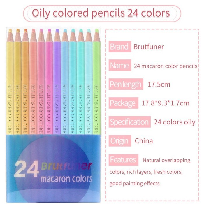 

Brutfuner Macaron 12/24/50 Colored Pencil Professional Pastel Drawing - 12 Macaron