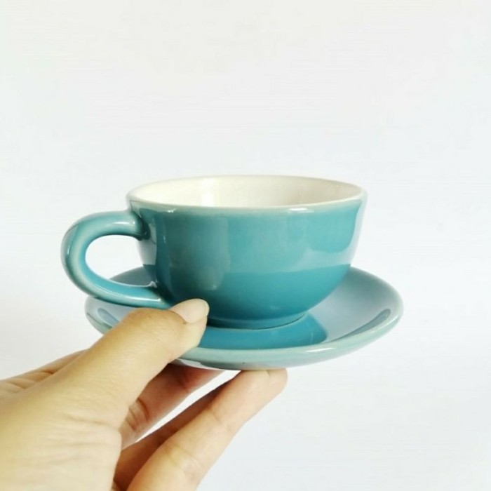 Cangkir Kopi 180ml Model Ceper Cappucino Coffee Latte Cup Saucer Warna