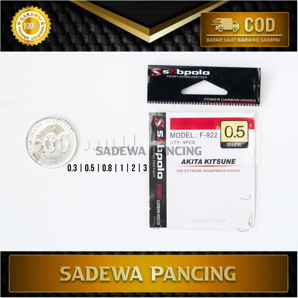 Mata Kail Sabpolo Akitakitsune F-922 Tanpa Lubang Untuk Mancing Ikan Wader