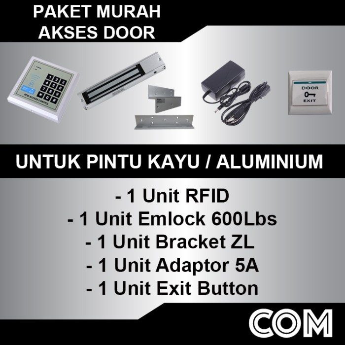

PAKET AKSES DOOR RFID EMLOCK 600LBS PAKET AKSES KONTROL/ADAPTOR 5A