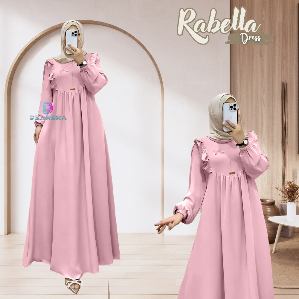 Rabella Dress Gamis Polos Wanita Simpel Elegan Crinkle Premium / Gamis kondangan
