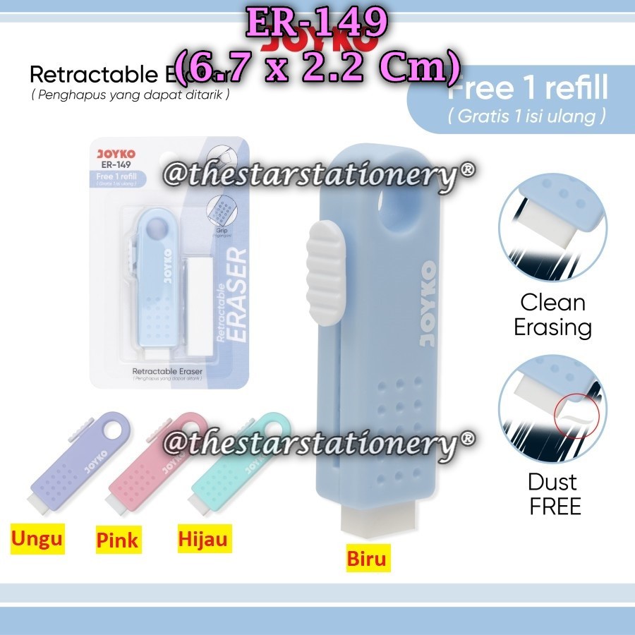 

(1 Set) Penghapus Mekanik JOYKO ER-149 + Refill / Penghapus Eraser Joyko ER-149 Free Isi Refill