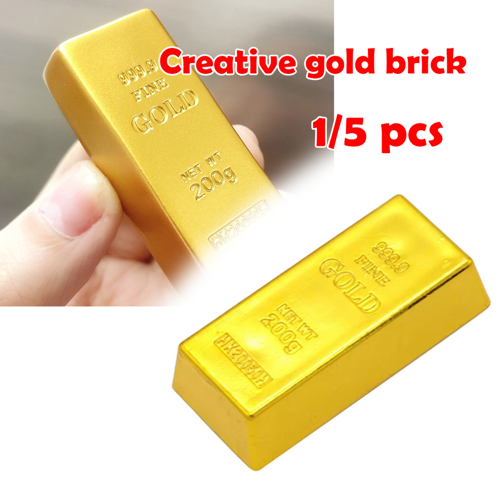 1/5pcs Gold Bar /Fine gold 999.9/Emas batang palsu/Miniatur Emas Batangan