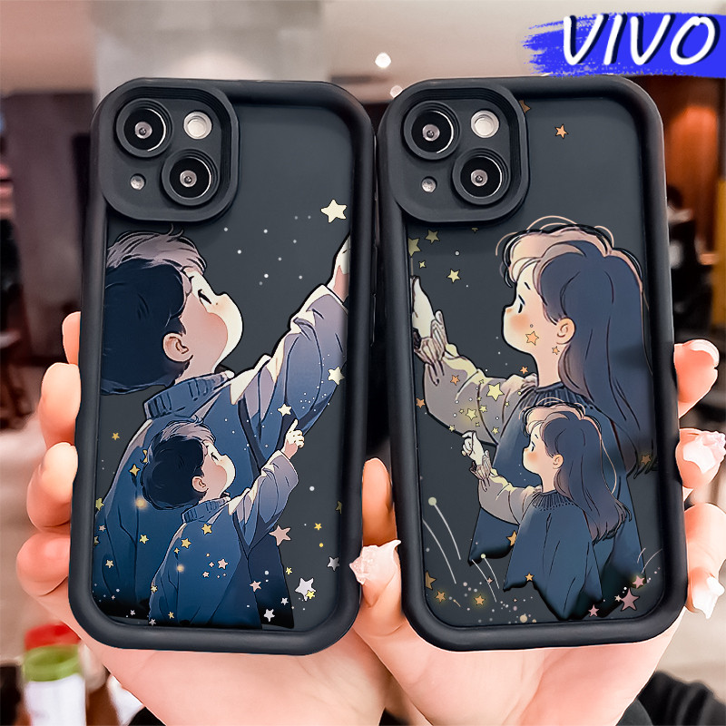 Berkilau Stars Couple Silicone Case VIVO Y17s Y12s Y03 Y15s Y21 Y20 Y18 Y28 Y16 Y22 Y02 Y17 Soft Pol