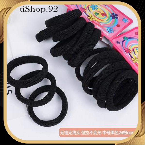 T92 ( 1 CARD ISI 5PCS ) IKAT RAMBUT HITAM ELASTIS 6CM