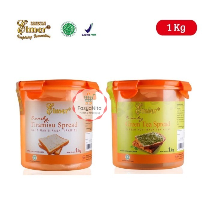 

Elmer Crunchy Spread / Selai / Olesan Roti Pail 1 Kg - Green Tea - Tiramisu - FasyAnita Mart Denpasar