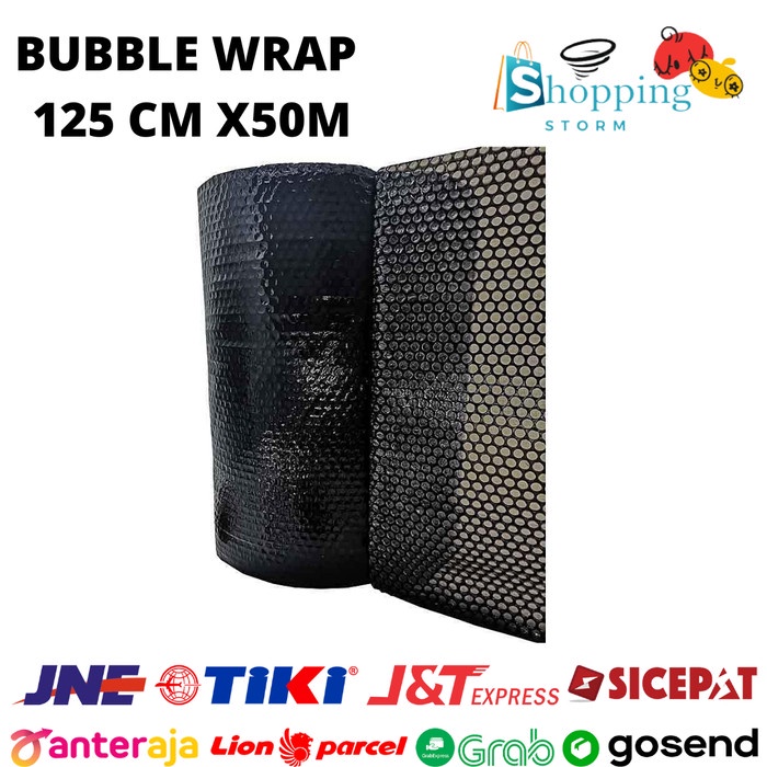 

Bubble Wrap Roll Hitam Bening Tebal Buble Wrap Plastik Rol Packing - 125cm x 50m, Hitam