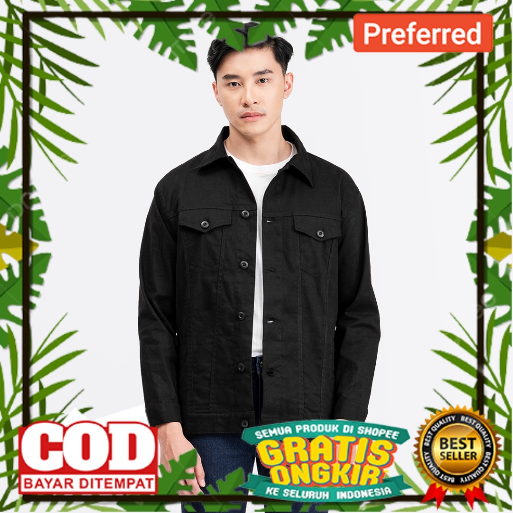 JAKET TRUCKER PROMO TERBATAS MODEL BARU /Livehaf - Trucker Canvas Jacket Black