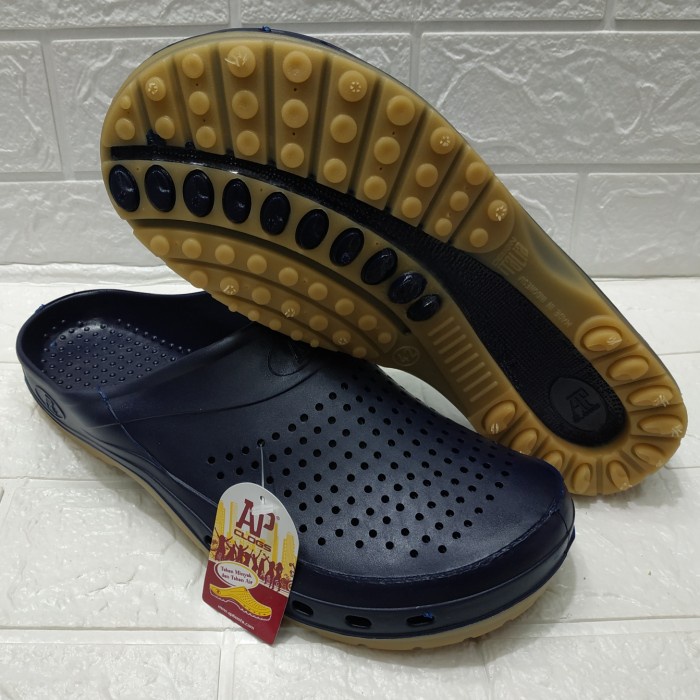 SALE -SEPATU SANDAL KARET SLOP BUSTONG PRIA AP CLOGS/SENDAL SELOP COWOK AP - Biru, 39- 1.2.23