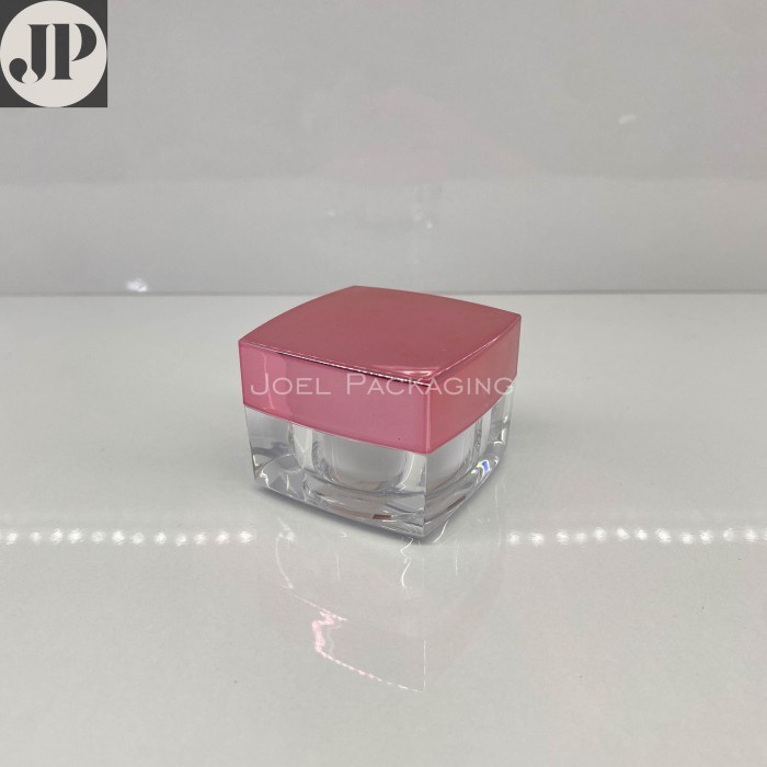 10gr pot cream acrylic square jar / pot kotak Rose Gold / Pink 10 gr 15