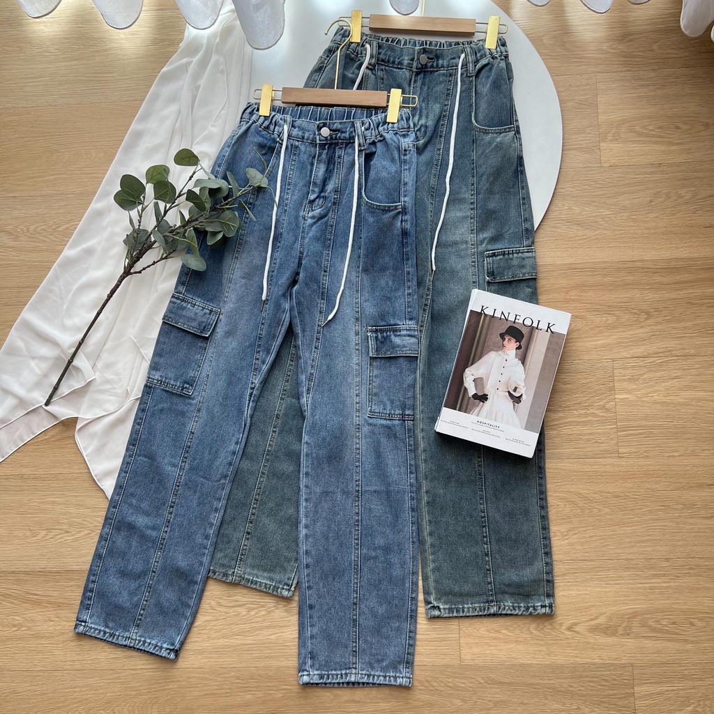 Oclo Triska Cargo Jeans 9581 bawahan jeans premium tebal