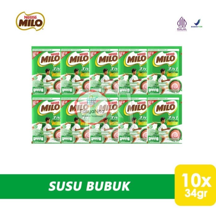 

MILO 3in1 ACTIV-GO Susu Coklat Renceng 34g (1 pack isi 10pcs) - FasyAnita Mart Denpasar