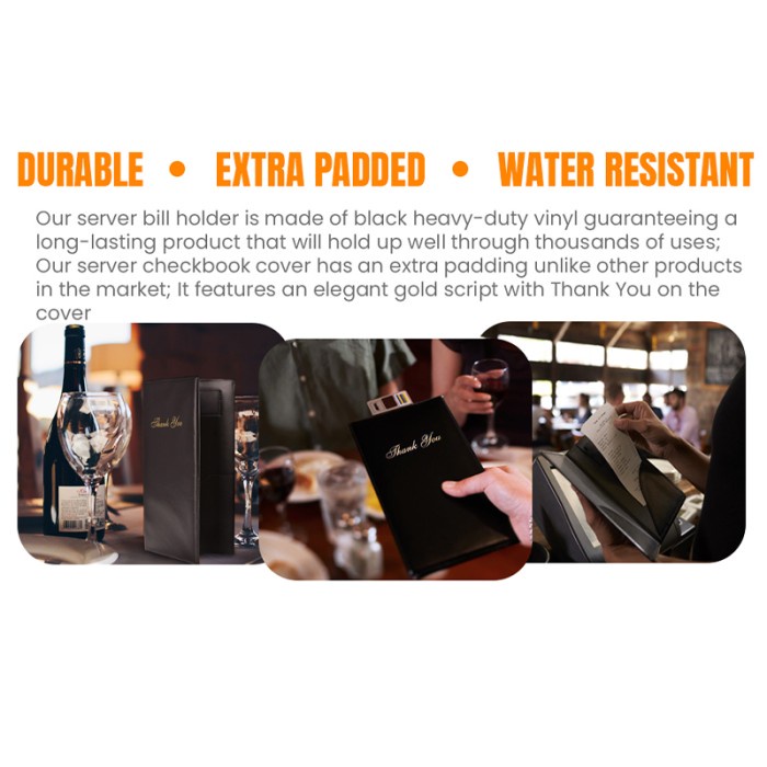 

255x140mm Bill Holder Restaurant Cover Bill Holder Resto Cafe Hotel - Hitam