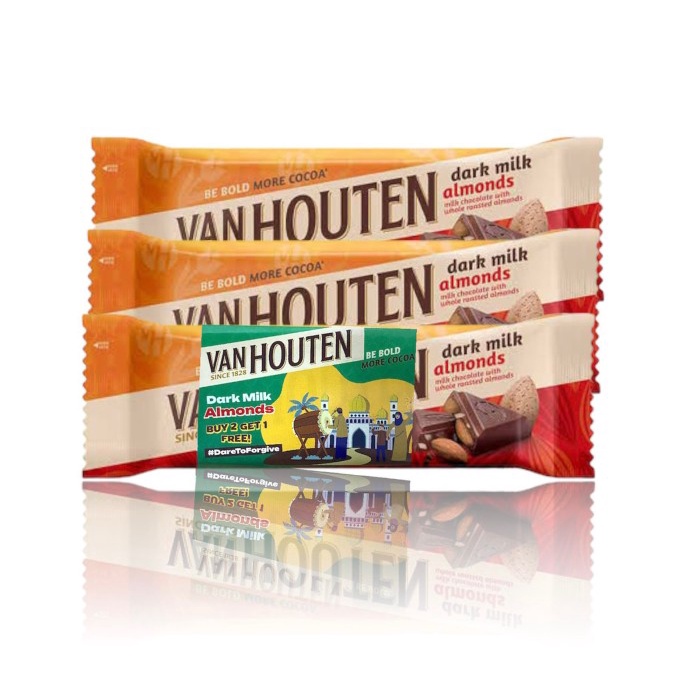 

Van Houten Dark Milk Chocolate Almonds Bundle [40gr x 3pcs]