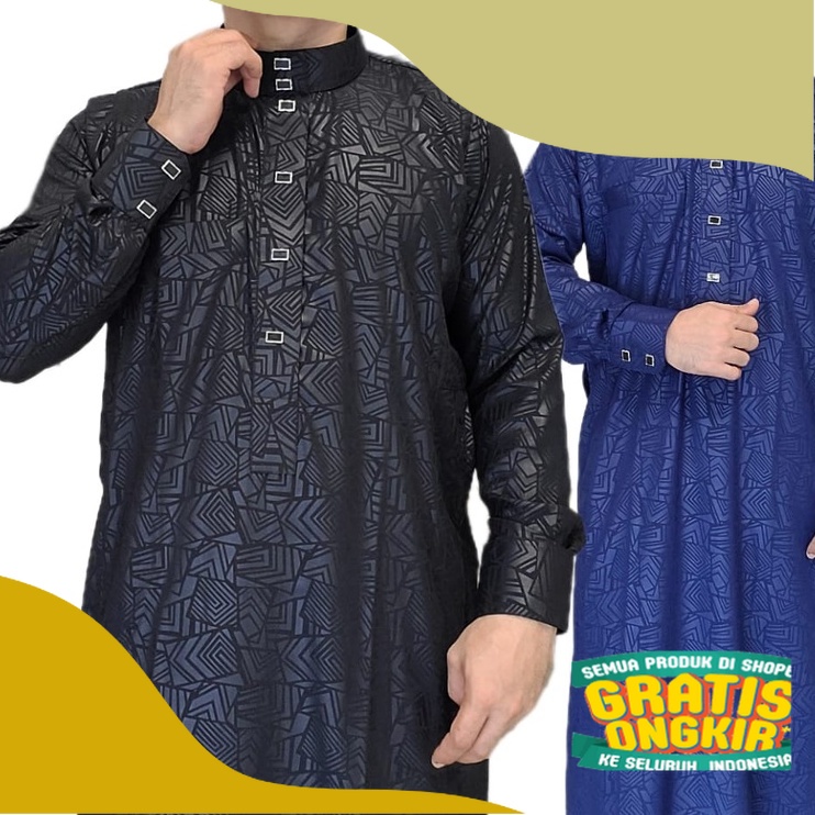 Jubah Pria Gamis Pria Baju Jubah muslim Motif Embos Mewah Murah Thobe Daffah kurta koko model harama
