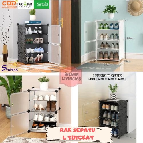 RAK SEPATU PORTABLE SHENAR/RAK SEPATU 4 TINGKAT/RAK SEPATU PLASTIK/RAK SEPATU PENUTUP