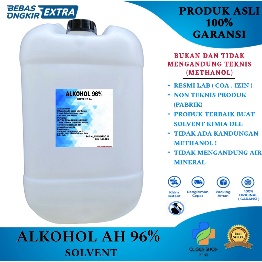ALKOHOL 96% 30 LITER MURNI / SOLVENT 96%