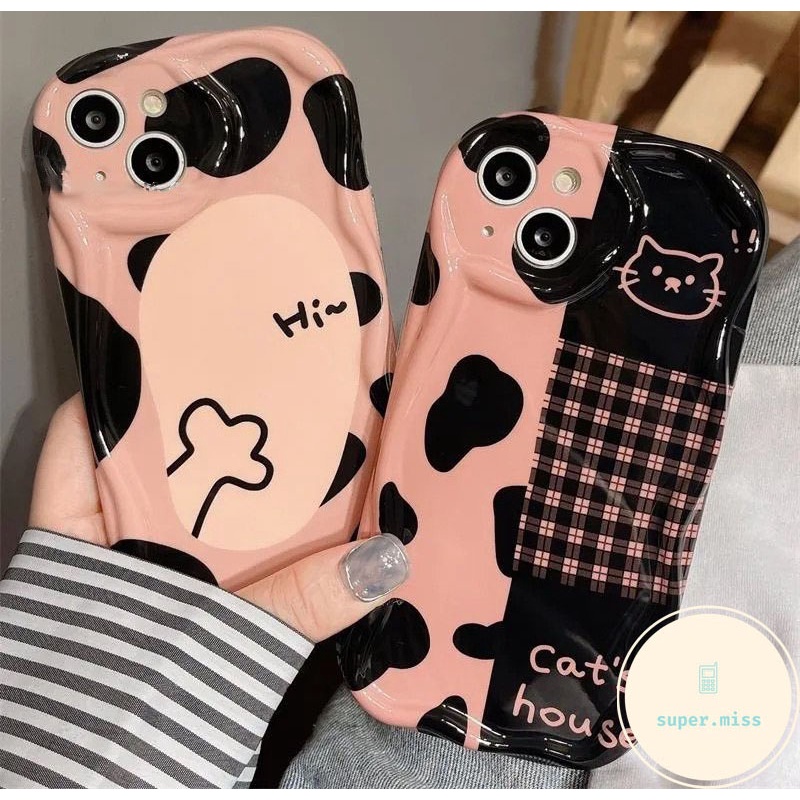 pink spots case Redmi A1 A2 9 9C 10 10C 12 12C Note 8 10 9 9 10 10s 11 11s 11 + 12 Xiaomi 11 Lite Ne Xiaomi 12 Lite Xiaomi 11 Lite POCO X5 30i 4G 5G PRO 3d Curved Wave Edge Blue Checkerboard Casing Handphone Soft Cover