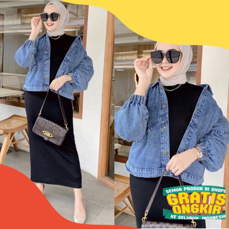 JAKET DENIM JEANS OVERSIZE VINTAGE WANITA JACKET JINS OVERSIZE KEKINIAN JAKET VINTAGE LENGAN BALON C