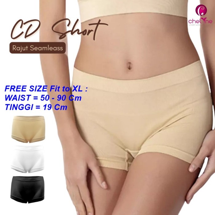 Hotpant CD Short Wanita W004 Boyshort Celana Pendek Rajut Seamless Sretchable - Hitam