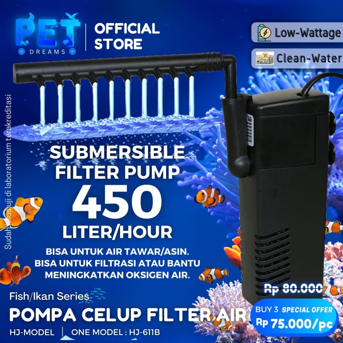 FILTER HJ 611B MINI INTERNAL FILTER AIR MANCUR POMPA AQUARIUM KECIL