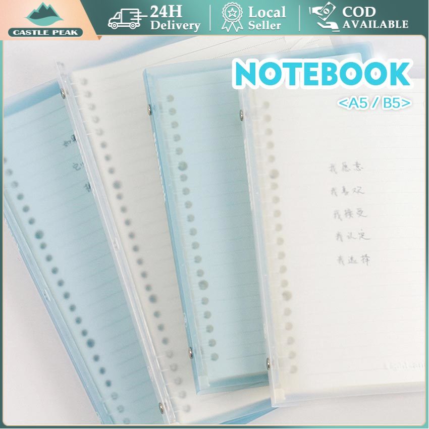 

Loose Leaf Notebook Cover Gift Plastik Transparan A5 B5 Loose Leaf Handbook Frosted Binder Penutup Notebook