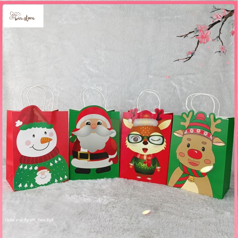 

Pernak Pernik natal / Goodie Bag Cute Xmas Santa Raindeer Goodie Bag Natal Hampers