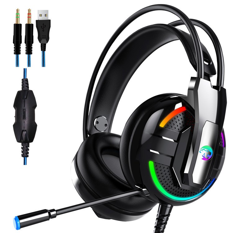Headset bando besar Gaming hadset with Microphone noise cancelling Headphone Wired Hedsed hansad Gam