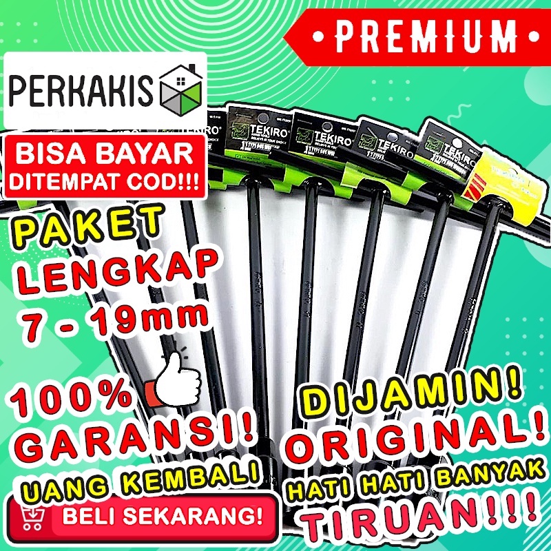 TEKIRO Kunci T Set 8 Tekiro Paket Bengkel 1 10 12 14 Lengkap 17 19 Ori Konci Original Shock 8Mm Mura