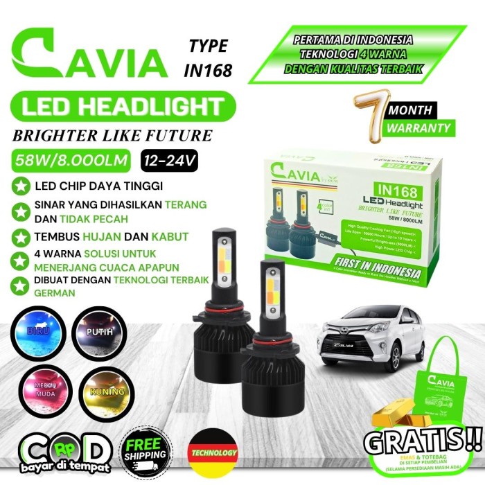CAVIA-LAMPU LED 4 WARNA TOYOTA CALYA TERANG TEMBUS KABUT&HUJAN