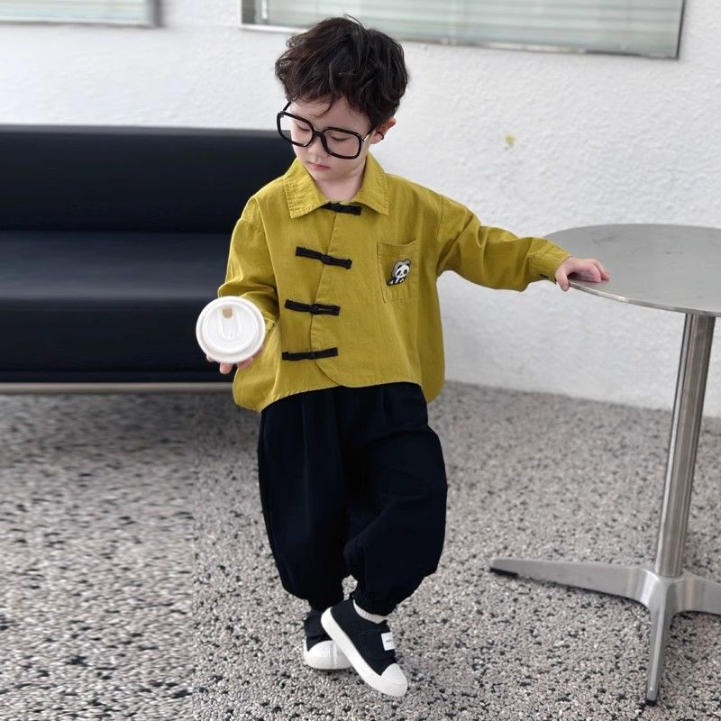 Boys' Autumn New Vintage Shirt+Trouser Set